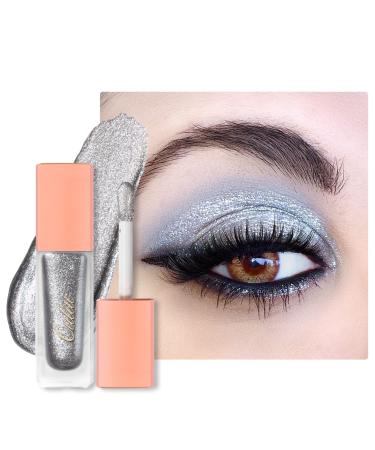 Oulac Shine Silver Metallic Liquid Eyeshadow Glitter Eyeshadow| Silver Liquid Eyeliner Shimmer Eye Makeup| Non-creasing Lightweight Moisturizing Formula Easy to Remove. Vegan & Cruelty-Free (13) (13) Bling Silver