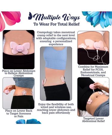 Crampology Relief Pink-Period Cramps Pain Relieving Device Cramp Massager for Menstrual and Lower Back Ache Reduces Endometriosis Discomfort PMS TENS Unit Wireless or Wired Natural Cycle Support - Buy Online on GoSupps.com