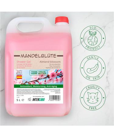 Intercabo Shower gel with almond blossom scent mild and nourishing formula 2 x 5 l canister ideal for hotels gyms spas professional moisturizing body gel - Buy Online on GoSupps.com