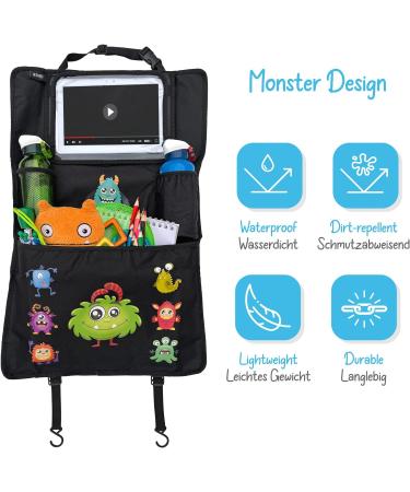 Heckbo Monster Car Backrest Organizer for Kids | Large Storage Tablet Pocket & Thermal Bag | Perfect Rear Seat Organizer - Buy Online on GoSupps.com