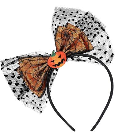 Qianyu Halloween Pumpkin Bow Headband Gothic Lace Hairband Cobweb Cosplay Costume Hair Styling Accessories for Women Girls Orange - Buy Online on GoSupps.com