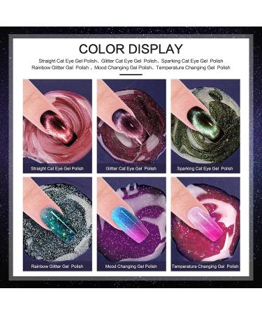 Morovan Cat-Eye Gel Nail Polish Kit - 6 Glitter 9D Magnetic Colors Set - Buy Online on GoSupps.com