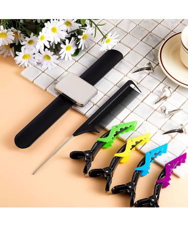 8 Pieces Hair Parting Ring, Styling Clips, Rat Tail Braiding Combs, Magnetic Pin Holder Wristband - Black - Buy Online on GoSupps.com