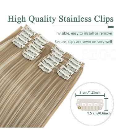 SEGO 12 Tressen Clip-In Hair Extensions | Real Hair Full Head 55cm 180g | Affordable Sand Blonde & Light Blonde Options - Buy Online on GoSupps.com