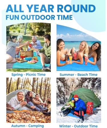POPCHOSE Beach Blanket - Waterproof Sandproof Outdoor Camping Mat for 4-7 Adults - Lightweight & Compact Beach Accessory (Blue, 108x85.2) - Includes 6 Stakes - Buy Online on GoSupps.com