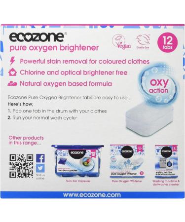 Ecozone Pure Oxygen Stain Removal and Brightener for Colours Chlorine Free 12 Tablets - Buy Online on GoSupps.com