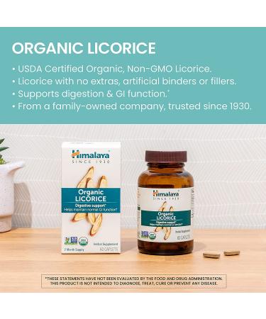 Himalaya Organic Licorice Caplets - 600mg, 60 Count | Digestion & Gas Relief - Buy Online on GoSupps.com