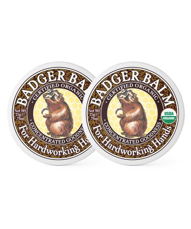 Badger - Hardworking Hands Healing Balm Aloe Vera & Wintergreen Working Hand Balm Balm for Dry Hands Hand Moisturizer Balm Certified Organic Hand Balm Hand Repair Balm 0.75 oz (2 Pack) 0.75 Ounce (Pack of 2)
