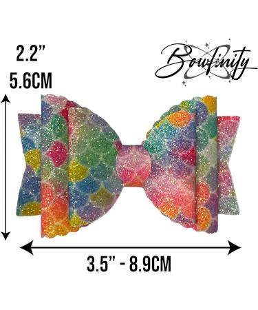 Mermaid Glitter Hair Accessories Bows Clips Slides Grips 3.5" Inch Multi Coloured Cute Handmade For Woman Girls Hairbows - 2x Bows Multi-Coloured - Buy Online on GoSupps.com
