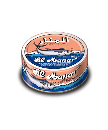 Solid Tuna in Virgin Olive Oil - Canned Tuna Fish in Cold Pressed Tunisian Olive Oil from El Manar - 10-Pack of 160g Cans