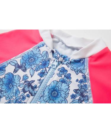Bonverano Baby Girls Long-Sleeve Swimsuit | UPF 50+ Sun Protection | 18-24 Months | Blue/White - Buy Online on GoSupps.com