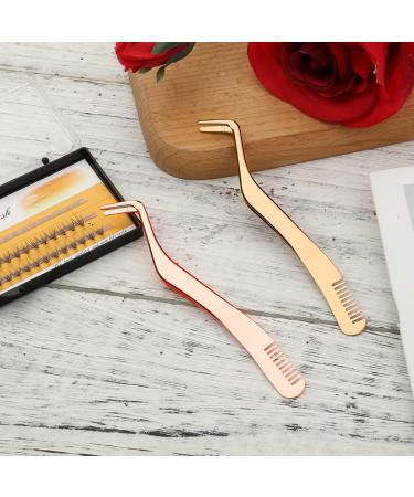 2pcs Stainless Steel Lash Tweezers Set - Upgraded 2 in 1 Extension Tweezers with Comb for Volume Isolation and Application - Rose Gold & Gold - Buy Online on GoSupps.com