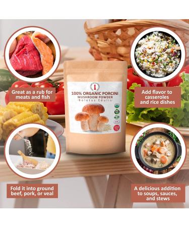 Organic Dried Porcini Mushroom Powder - 2.5 oz | USDA Certified, Kosher, Vegan, Vegetarian | Non-GMO & Gluten Free - Buy Online on GoSupps.com