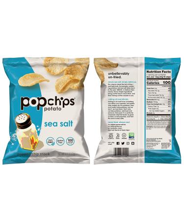 Popchips Potato Chips Variety Pack - Sea Salt, BBQ, Sour Cream & Onion - 30 Single Serve Bags (0.8 oz Each) - Buy Online on GoSupps.com