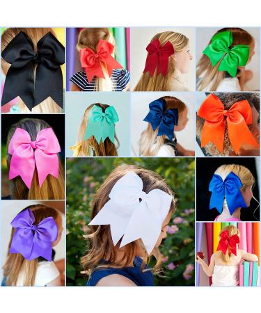 WillingTee 20Pcs 8 Large Cheer Bows - Grosgrain Ribbon Elastic Hair Bands for Girls, Teens, and Cheerleaders - Buy Online on GoSupps.com