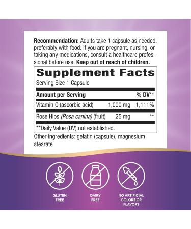 Nature's Way Vitamin C with Rose Hips 1000mg - 100 Capsules for Immune Support - Buy Online on GoSupps.com