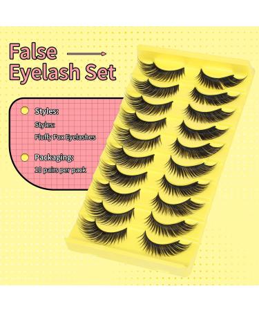 Natural Cat Eye Lashes - 3D Wispy Fox Eye Fake Lashes | Reusable Soft & Lightweight | 10 Pairs for Beginners - Buy Online on GoSupps.com