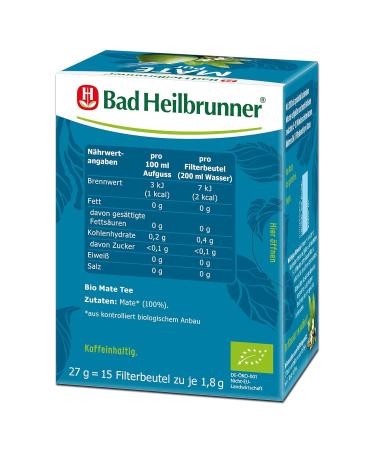 Bad Heilbrunner Mate Pur Tea - Classic South American Mate with Turmeric - 5x15 Filter Bags for a Harmonious Experience - International Shipping Available - Buy Online on GoSupps.com