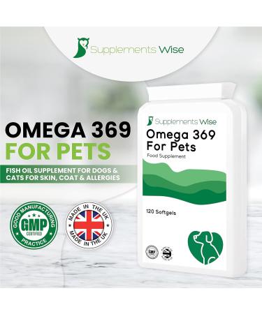 Omega 3 Fish Oil For Dogs and Cats - 120 x 1000mg Capsules - Dog Fish Oil Supplements for Healthy Skin and Shiny Coat - Omega 3 for Dogs Allergies and Bites - Maintain Healthy Joints and Heart - Buy Online on GoSupps.com