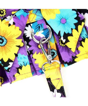 Paidful Dog Harness Dress for Small Dogs & Cats | Colorful Flower Tutu Breathable Mesh Clothing with Leash | Mini Puppy Chihuahua Yorkie Spring/Summer Fashion - Purple (L: 30cm Bust: 42cm) - Buy Online on GoSupps.com