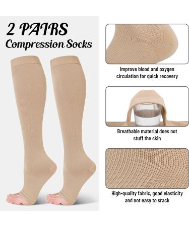 umorismo 2 Pair Flight Compression Socks Toeless Support Socks Open Toe Compression Stockings Calf Pressure Socks for Women Ladies Maternity Pregnancy Flying Travel Work Long Haul Flight L-XL - Buy Online on GoSupps.com