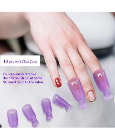 Nail Polish Gel Remover Tools Kit with Nail Remover Clips Nail File Nail Remover Pads Nail Brush purple - Buy Online on GoSupps.com