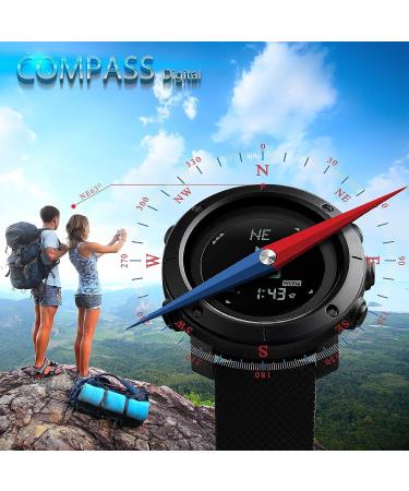 WINKONMU Military Watches with Compass Altimeter Barometer Pedometer Thermometer  Outdoors Watch for Men 1427-Black - Buy Online on GoSupps.com