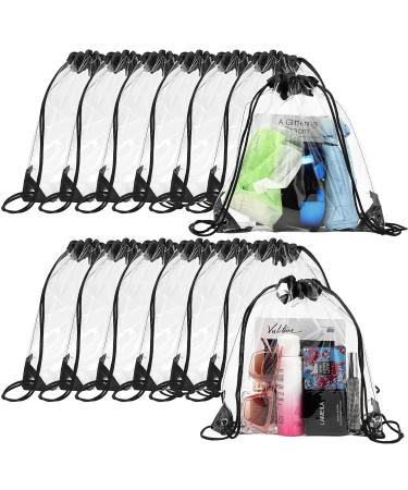 30 Pieces Clear Drawstring Backpack Plastic Waterproof Transparent Stadium Bags Clear String Bag for Gym Concert Travel Beach Swimming Sport Workout Stadium Approved