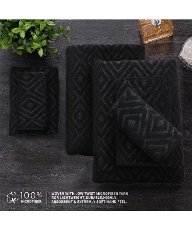 Premium Quality Black Washcloths Set - 4 Pack 13x13 - Soft, Absorbent & Quick Dry Towels for Bathroom, Hotel, Spa, Gym - Microfiber Multipurpose Washcloths - Buy Online on GoSupps.com