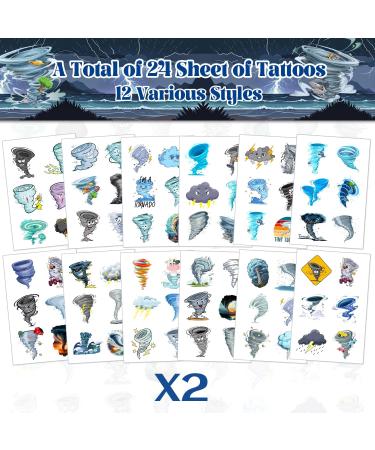 24 Sheets 144 PCS Tornado Temporary Tattoos Stickers Tornado Party Favors Tornado Birthday Party Decorations Supplies Gifts for Kids Teens Adults Boys Girls Classroom Rewards - Buy Online on GoSupps.com