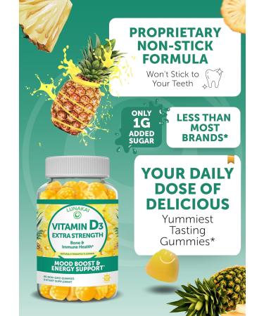 Lunakai Biotin and Vitamin D3 Gummies Bundle - Hair Skin and Nails Growth Gummies with Vitamin C and E - Immunity Bone and Mood Support Supplement - 30 Days Supply - Buy Online on GoSupps.com