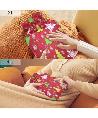 KCLDECI 2L Hot Water Bottle with Green Christmas Tree Cover - Foot Warmer & Pain Relief for Heat and Cold Therapy - Buy Online on GoSupps.com