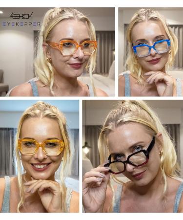 Eyekepper 4-Pack Women's Large Frame Blue Light Blocking Reading Glasses - 0.0 Magnification - Buy Online on GoSupps.com