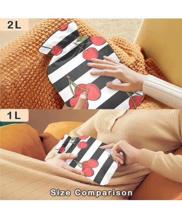 Naanle Stripes Cherry Berry Hot Water Bottle 1L - Transparent Cover for Pain Relief & Warmth | Ideal Hand & Feet Warmer - Buy Online on GoSupps.com