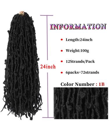 24 Inch Butterfly Locs Crochet Hair 6 Packs Pre-Looped Soft Distressed Extensions | 1B Color - Buy Online on GoSupps.com