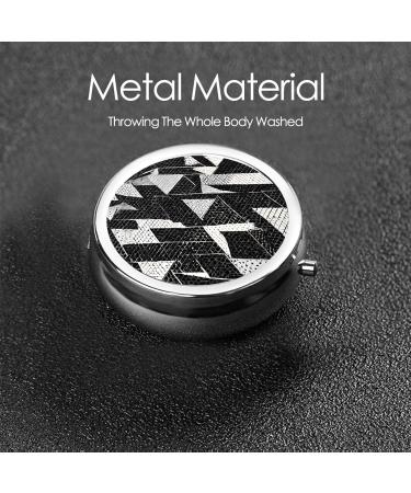 Black White Marble Round Pill Box | 3 Compartment Portable Travel Medicine Organizer - Mini Decorative Pocket Purse for Vitamins & Tablets - Buy Online on GoSupps.com
