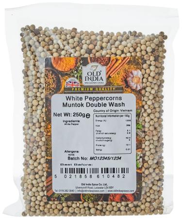 Old India White Peppercorns Muntok Double Wash 250g 250 g