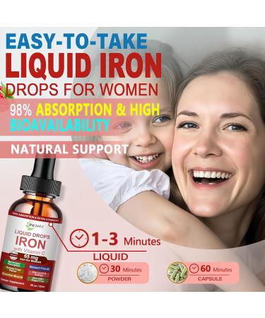 Iron Supplement Liquid Drops High Absorption Iron Supplement for Women 65 mg Liquid Iron for Red Blood Cell Support* Vegan Essential Mineral Iron Drops with Vitamin C Non-GMO 30 Servings - Buy Online on GoSupps.com