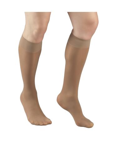 Truform Sheer Compression Stockings 8-15 mmHg Womens Knee High Length 20 Denier Beige Large Beige Large (1 Pair)