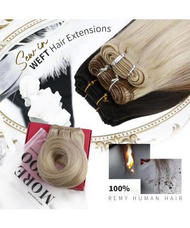 Moresoo Weft Human Hair Extensions Double Weft Hair Extensions Ash Blond with Platinum Blonde Sew in Hair Extensions 24 Inch 100g/Pack #P18/613 24 Inch(Pack of 1) WEFT #P18/613 - Buy Online on GoSupps.com