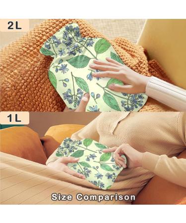 NAANLE RETRO Transparent Hot Water Bottle | 2L Hand/Foot Warmer for Pain Relief & Cold Therapy - Leaves & Flowers Design - Buy Online on GoSupps.com