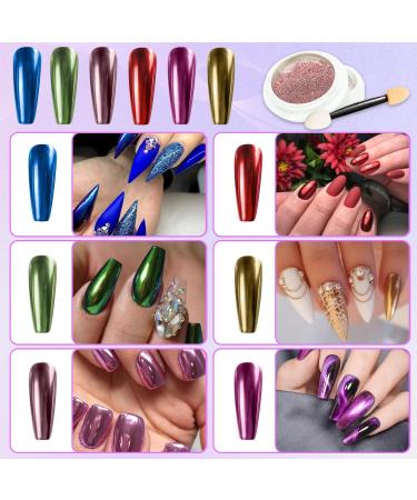 6 Boxes Chrome Nail Powder Green Chrome Powder Chrome Nail Powder for Nails Nail Chrome Powders Chrome Powder for Gel Nails Shiny Mirror Effect Powder for Nail Art Decoration DIY Nail Glitters - Buy Online on GoSupps.com