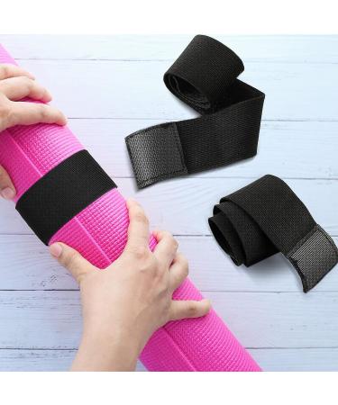 Honoson 4 Pcs Heavy Duty Nylon Yoga Mat Straps - Adjustable Bungee Bands for Exercise, Pilates, Gym - Black - Buy Online on GoSupps.com