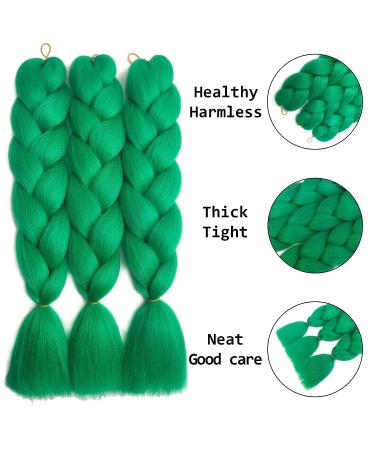 SuCoo Kanekalon Dark Green Braiding Hair Extensions - 24inch 3pcs/lot with Free Gifts | High Temperature Synthetic Fiber for Crochet Twist Braids - Buy Online on GoSupps.com
