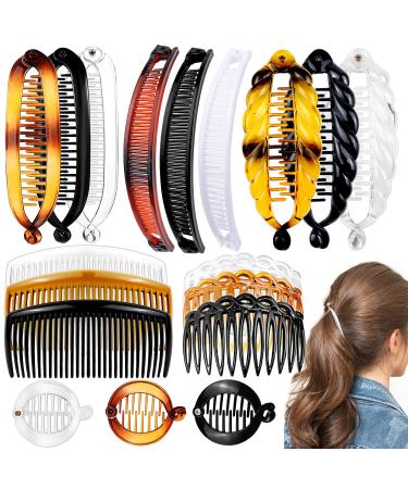 18 Pieces Banana Hair Clips Hair Comb Clips Classic Banana Clips Plastic Twist Hair Side Combs Accessories with 11/29 Teeth Ponytail Banana Hair Clips for Women Girls