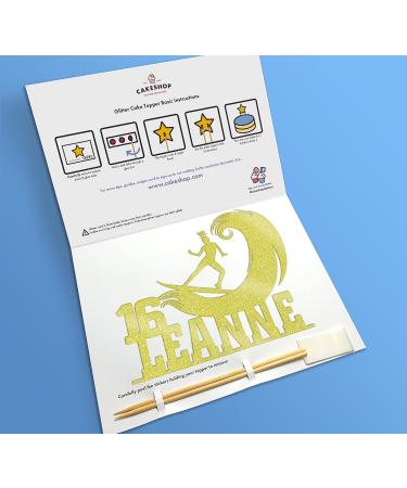 Cakeshop Cake Decoration Pack | Surfer Surfing Theme Premium Double Sided Glitter Card Cake Topper & 25g Party Pack of Cake Sugar Sprinkles | Custom Name & Age Cake Decorations (Champagne) Non-Prime Glitter Card: Champagne - Buy Online on GoSupps.com