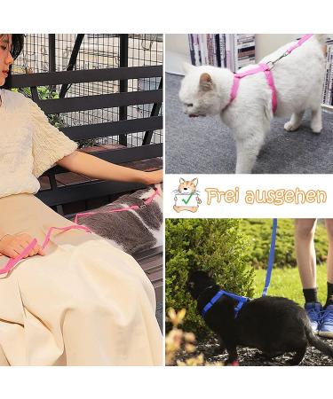 Adjustable Nylon Cat Leash Set - 2 Pieces Pink & Blue Harness for Kittens & Puppies | Soft Cat Dishes Included - Buy Online on GoSupps.com