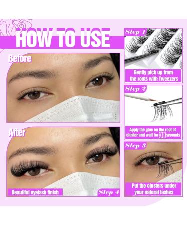 JIMIRE Fluffy Cluster Eyelash Extensions DIY Kit - 80pcs D Curl 8-16mm Wispy Individual Lash Clusters - Buy Online on GoSupps.com