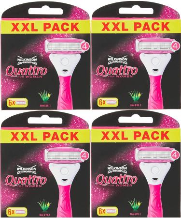 WILKINSON SWORD - Quattro For Women | Smooth Glide | Pack of 24 Razor Blade Refills - Buy Online on GoSupps.com