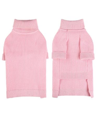 Convinit dog sweater Small medium -sized dogs winter warm dog sweater turtleneck dog sweater knitting sweater for chihuahua dachshund French bulldog etc. pink m m pink rosa
